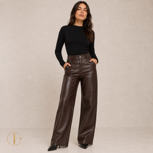 Pantalón Efecto Cuero Julia | Pierna Ancha